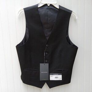 VAN HEUSEN Vest Mens S Small Black Taylorvill 5 Button Adjustable Dressy Suit